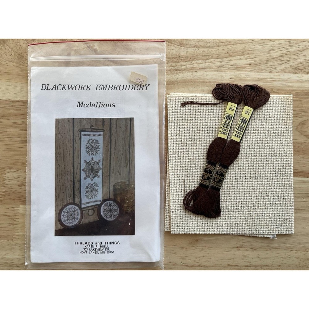 Threads And Things Blackwork Embroidery Kit ~ MEDALLIONS ~ By Karen R. Buell